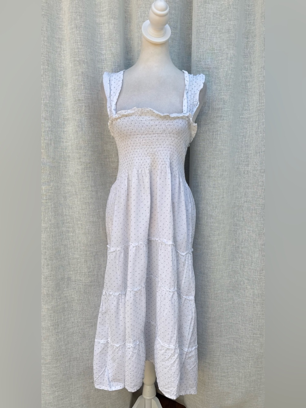 As Is Hill House white blue polka dots midi dress